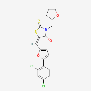 (5E)-5-{[5-(2,4-Dichlorophenyl)-2-furyl]methylene}-3-(tetrahydro-2-furanylmethyl)-2-thioxo-1,3-thiazolidin-4-one - 
