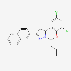 7,9-Dichloro-2-(naphthalen-2-yl)-5-propyl-5,10b-dihydro-1H-benzo[e]pyrazolo[1,5-c][1,3]oxazine - 303059-84-9