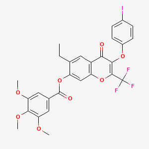 6-Ethyl-3-(4-iodophenoxy)-4-oxo-2-(trifluoromethyl)-4H-chromen-7-yl 3,4,5-trimethoxybenzoate - 
