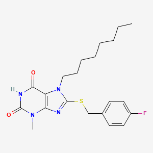 8-[(4-Fluorophenyl)methylsulfanyl]-3-methyl-7-octylpurine-2,6-dione - 
