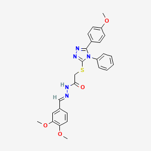 N'-[(E)-(3,4-dimethoxyphenyl)methylidene]-2-{[5-(4-methoxyphenyl)-4-phenyl-4H-1,2,4-triazol-3-yl]sulfanyl}acetohydrazide - 