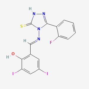 3-(2-Fluorophenyl)-4-((2-hydroxy-3,5-diiodobenzylidene)amino)-1H-1,2,4-triazole-5(4H)-thione - 579444-12-5