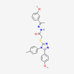 N'-[(1E)-1-(3-methoxyphenyl)ethylidene]-2-{[5-(4-methoxyphenyl)-4-(4-methylphenyl)-4H-1,2,4-triazol-3-yl]sulfanyl}acetohydrazide - 