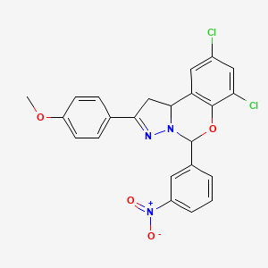 7,9-Dichloro-2-(4-methoxyphenyl)-5-(3-nitrophenyl)-1,10b-dihydropyrazolo[1,5-c][1,3]benzoxazine - 303061-41-8