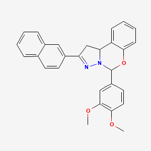 5-(3,4-Dimethoxyphenyl)-2-(naphthalen-2-yl)-5,10b-dihydro-1H-benzo[e]pyrazolo[1,5-c][1,3]oxazine - 303060-05-1