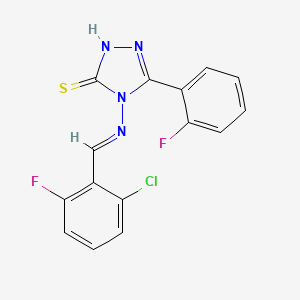 4-{[(E)-(2-chloro-6-fluorophenyl)methylidene]amino}-5-(2-fluorophenyl)-4H-1,2,4-triazole-3-thiol - 676459-06-6