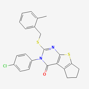 3-(4-chlorophenyl)-2-[(2-methylbenzyl)sulfanyl]-3,5,6,7-tetrahydro-4H-cyclopenta[4,5]thieno[2,3-d]pyrimidin-4-one - 