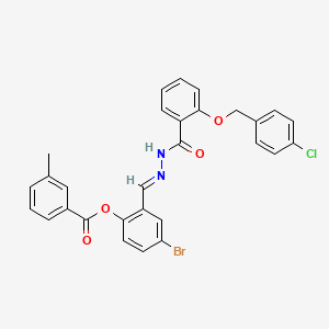 [4-bromo-2-[(E)-[[2-[(4-chlorophenyl)methoxy]benzoyl]hydrazinylidene]methyl]phenyl] 3-methylbenzoate - 