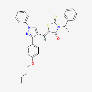 (5Z)-5-{[3-(4-butoxyphenyl)-1-phenyl-1H-pyrazol-4-yl]methylene}-3-(1-phenylethyl)-2-thioxo-1,3-thiazolidin-4-one - 378206-71-4