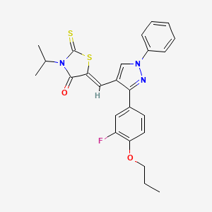 (5Z)-5-{[3-(3-Fluoro-4-propoxyphenyl)-1-phenyl-1H-pyrazol-4-YL]methylene}-3-isopropyl-2-thioxo-1,3-thiazolidin-4-one - 623936-26-5