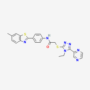 2-((4-Ethyl-5-(pyrazin-2-yl)-4H-1,2,4-triazol-3-yl)thio)-N-(4-(6-methylbenzo[d]thiazol-2-yl)phenyl)acetamide - 573945-36-5
