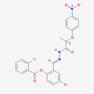[4-bromo-2-[(E)-[2-(4-nitrophenoxy)propanoylhydrazinylidene]methyl]phenyl] 2-chlorobenzoate - 