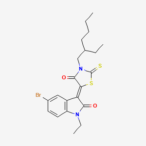(3Z)-5-bromo-1-ethyl-3-[3-(2-ethylhexyl)-4-oxo-2-thioxo-1,3-thiazolidin-5-ylidene]-1,3-dihydro-2H-indol-2-one - 617697-74-2