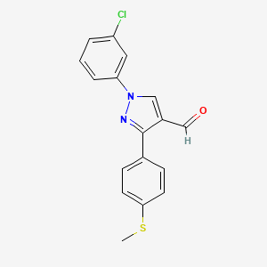 1-(3-Chlorophenyl)-3-(4-(methylthio)phenyl)-1H-pyrazole-4-carbaldehyde - 618101-70-5