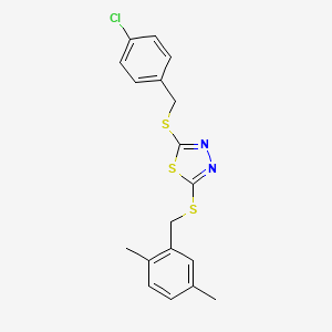 2-((4-Chlorobenzyl)thio)-5-((2,5-dimethylbenzyl)thio)-1,3,4-thiadiazole - 676629-64-4