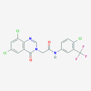 N-(4-Chloro-3-(trifluoromethyl)phenyl)-2-(6,8-dichloro-4-oxoquinazolin-3(4H)-yl)acetamide - 618443-64-4