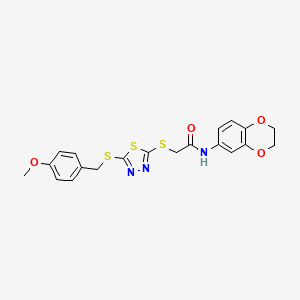 N-(2,3-dihydro-1,4-benzodioxin-6-yl)-2-({5-[(4-methoxybenzyl)sulfanyl]-1,3,4-thiadiazol-2-yl}sulfanyl)acetamide - 499103-68-3
