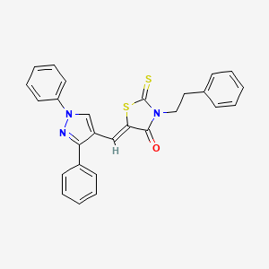 (5Z)-5-[(1,3-Diphenyl-1H-pyrazol-4-YL)methylene]-3-(2-phenylethyl)-2-thioxo-1,3-thiazolidin-4-one - 624724-46-5