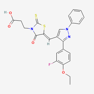 3-((5Z)-5-{[3-(4-Ethoxy-3-fluorophenyl)-1-phenyl-1H-pyrazol-4-YL]methylene}-4-oxo-2-thioxo-1,3-thiazolidin-3-YL)propanoic acid - 623935-01-3