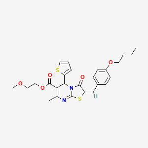 2-Methoxyethyl 2-(4-butoxybenzylidene)-7-methyl-3-oxo-5-(thiophen-2-yl)-3,5-dihydro-2H-thiazolo[3,2-a]pyrimidine-6-carboxylate - 617698-65-4