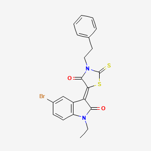 5-(5-Bromo-1-ethyl-2-oxoindolin-3-ylidene)-3-phenethyl-2-thioxothiazolidin-4-one - 617697-75-3