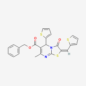 Benzyl 7-methyl-3-oxo-5-(thiophen-2-yl)-2-(thiophen-2-ylmethylene)-3,5-dihydro-2H-thiazolo[3,2-a]pyrimidine-6-carboxylate - 617697-04-8
