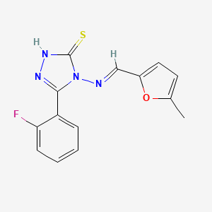 3-(2-Fluorophenyl)-4-(((5-methylfuran-2-yl)methylene)amino)-1H-1,2,4-triazole-5(4H)-thione - 578734-03-9