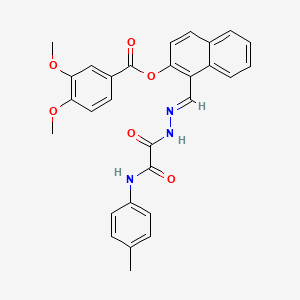 [1-[(E)-[[2-(4-methylanilino)-2-oxoacetyl]hydrazinylidene]methyl]naphthalen-2-yl] 3,4-dimethoxybenzoate - 