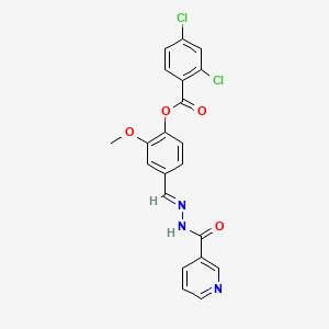 2-methoxy-4-{(E)-[2-(pyridin-3-ylcarbonyl)hydrazinylidene]methyl}phenyl 2,4-dichlorobenzoate - 341984-17-6