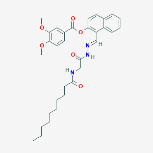 1-(2-((Decanoylamino)acetyl)carbohydrazonoyl)-2-naphthyl 3,4-dimethoxybenzoate - 764653-74-9