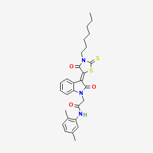 N-(2,5-dimethylphenyl)-2-[(3Z)-3-(3-heptyl-4-oxo-2-thioxo-1,3-thiazolidin-5-ylidene)-2-oxo-2,3-dihydro-1H-indol-1-yl]acetamide - 609796-83-0