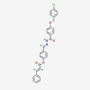 [4-[(E)-[[4-[(4-chlorophenyl)methoxy]benzoyl]hydrazinylidene]methyl]phenyl] (E)-3-phenylprop-2-enoate - 