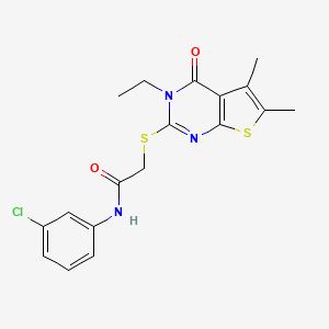 N-(3-Chlorophenyl)-2-((3-ethyl-5,6-dimethyl-4-oxo-3,4-dihydrothieno[2,3-d]pyrimidin-2-yl)thio)acetamide - 335399-48-9