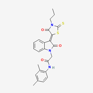 N-(2,4-dimethylphenyl)-2-[(3Z)-2-oxo-3-(4-oxo-3-propyl-2-thioxo-1,3-thiazolidin-5-ylidene)-2,3-dihydro-1H-indol-1-yl]acetamide - 617694-10-7
