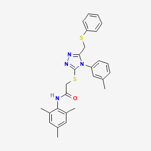 N-Mesityl-2-((5-((phenylthio)methyl)-4-(m-tolyl)-4H-1,2,4-triazol-3-yl)thio)acetamide - 539811-41-1