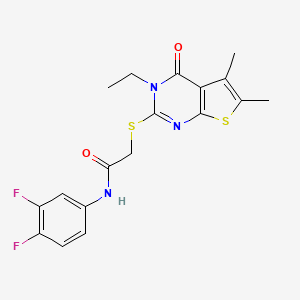 N-(3,4-Difluorophenyl)-2-((3-ethyl-5,6-dimethyl-4-oxo-3,4-dihydrothieno[2,3-d]pyrimidin-2-yl)thio)acetamide - 618427-59-1