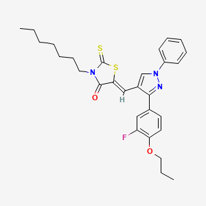 (5Z)-5-{[3-(3-Fluoro-4-propoxyphenyl)-1-phenyl-1H-pyrazol-4-YL]methylene}-3-heptyl-2-thioxo-1,3-thiazolidin-4-one - 623939-91-3