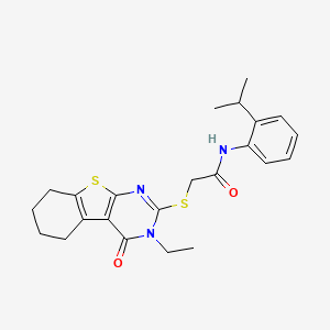 2-[(3-Ethyl-4-oxo-3,4,5,6,7,8-hexahydro[1]benzothieno[2,3-D]pyrimidin-2-YL)sulfanyl]-N-(2-isopropylphenyl)acetamide - 577989-95-8