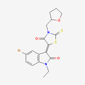 5-(5-Bromo-1-ethyl-2-oxoindolin-3-ylidene)-3-((tetrahydrofuran-2-yl)methyl)-2-thioxothiazolidin-4-one - 617698-22-3