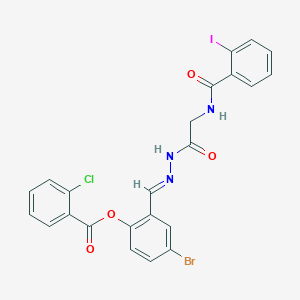 [4-bromo-2-[(E)-[[2-[(2-iodobenzoyl)amino]acetyl]hydrazinylidene]methyl]phenyl] 2-chlorobenzoate - 