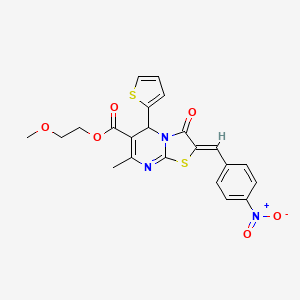 2-methoxyethyl (2Z)-7-methyl-2-(4-nitrobenzylidene)-3-oxo-5-(2-thienyl)-2,3-dihydro-5H-[1,3]thiazolo[3,2-a]pyrimidine-6-carboxylate - 618072-23-4