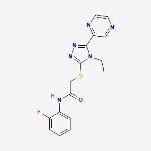 2-((4-Ethyl-5-(pyrazin-2-yl)-4H-1,2,4-triazol-3-yl)thio)-N-(2-fluorophenyl)acetamide - 573930-79-7
