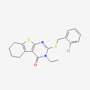 2-[(2-chlorobenzyl)sulfanyl]-3-ethyl-5,6,7,8-tetrahydro[1]benzothieno[2,3-d]pyrimidin-4(3H)-one - 578723-52-1