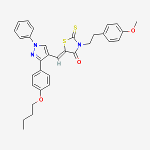 (5Z)-5-{[3-(4-butoxyphenyl)-1-phenyl-1H-pyrazol-4-yl]methylene}-3-[2-(4-methoxyphenyl)ethyl]-2-thioxo-1,3-thiazolidin-4-one - 624724-67-0