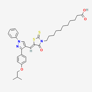 11-((5Z)-5-{[3-(4-isobutoxyphenyl)-1-phenyl-1H-pyrazol-4-yl]methylene}-4-oxo-2-thioxo-1,3-thiazolidin-3-yl)undecanoic acid - 624724-30-7