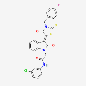 N-(3-chlorophenyl)-2-{(3Z)-3-[3-(4-fluorobenzyl)-4-oxo-2-thioxo-1,3-thiazolidin-5-ylidene]-2-oxo-2,3-dihydro-1H-indol-1-yl}acetamide - 617696-24-9