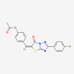 4-[(E)-(2-(4-bromophenyl)-6-oxo[1,3]thiazolo[3,2-b][1,2,4]triazol-5(6H)-ylidene)methyl]phenyl acetate - 606960-55-8