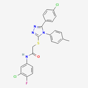N-(3-chloro-4-fluorophenyl)-2-{[5-(4-chlorophenyl)-4-(4-methylphenyl)-4H-1,2,4-triazol-3-yl]sulfanyl}acetamide - 477330-53-3