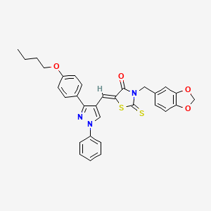 (5Z)-3-(1,3-Benzodioxol-5-ylmethyl)-5-{[3-(4-butoxyphenyl)-1-phenyl-1H-pyrazol-4-YL]methylene}-2-thioxo-1,3-thiazolidin-4-one - 623935-29-5
