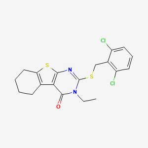 2-[(2,6-dichlorobenzyl)sulfanyl]-3-ethyl-5,6,7,8-tetrahydro[1]benzothieno[2,3-d]pyrimidin-4(3H)-one - 587012-18-8